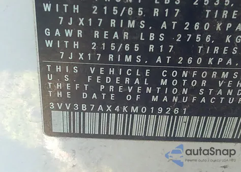 2019 Volkswagen Tiguan из США, поврежденный, VIN 3VV3B7AX4KM019261